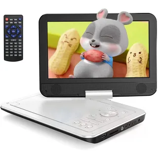 Yoton 12,5" Tragbarer DVD Player mit 10,5" HD-Drehbildschirm für Auto, inkl. Autoladegerät, Netzteil, Akku, USB/SD-Karten & TV-Sync, Weiß [Blu-ray Nicht unterstützt]