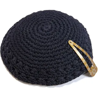 JL Kippha's Klassische Strick 17cm Marineblau Baumwolle Kippah jüdischen Traditionelle Runde Yarmulke
