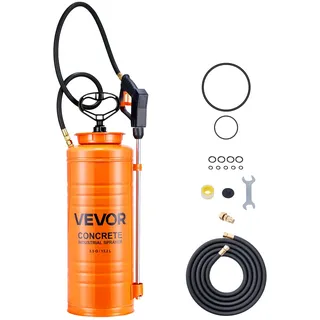 Vevor Drucksprüher Industriell, 13,2L Edelstahl-Sprühgerät, Hochleistungs-Pumpsprüher, Stab mit ergonomischem Pistolengriff, Schlauch, 2 Messingdüsen, ideal für Bau, Garten
