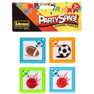 Idena Spiel Idena 40431 - Partyspaß Schiebepuzzles, 4 Stück, mit sportlichen Bildm bunt
