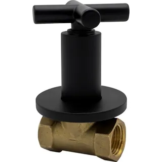 Aloni Absperrventil Unterputzventil Wandarmatur Messing 1/2" Kreuz schwarz matt