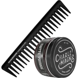 Charlemagne Haarstyling Bundle – Bestehend aus Styling Kamm Carbon & Matte Pomade für Herren –Haarpflege Geschenkset für Männer - Pomade Herren Haarstyling Produkte, mit Haarwachs & Kamm Männer