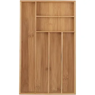 Relaxdays Besteckkasten 6 Fächer Bambus Natur 5 x 27,5 x 46 cm