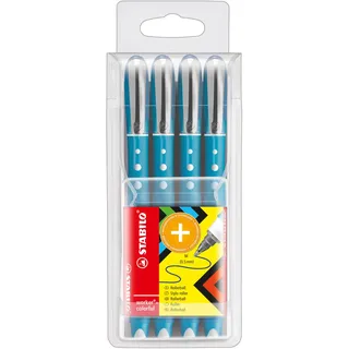 Stabilo Tintenroller worker+ colorful - medium - 4er Pack - blau