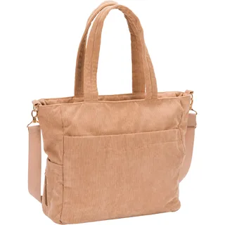 fillikid Wickeltasche Cord mit Wickelunterlage, Kinderwagenaufhänger & Flaschenwärmer - Nougat