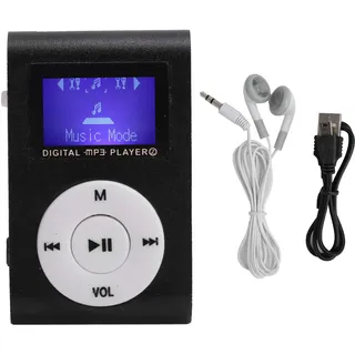 MP3-Player, Tragbarer -MP3-Musik-Player Sport Back-Clip-LCD-Bildschirm MP3-Unterstützung 32 GB Speicherkarte mit Kopfhörer und USB-Kabel(schwarz)