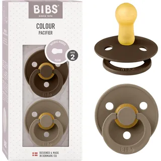 Bibs Schnuller Colour 2er-Pack, Latex Größe 2, Mocha/Dark Oak