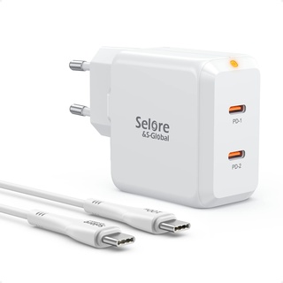 USB C Ladegerät 67W GaN Charger Dual USB C Netzteil 2-Port PD&QC 3.0/PPS Schnellladegerät Kompatibel mit MacBook Air 2022, USB-C Laptops, iPad Pro/Air, iPhone 14/13, Samsung S23 Ultra/S23