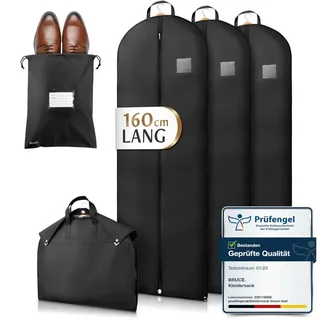 Bruce. Bruce.® 3x Kleidersack Lang 160 cm x 60 cm inkl. 1x Schuhbeutel, Hochwertige Kleiderhülle für Mäntel, Jacken, Kleider – Anzug, Atmungsa...