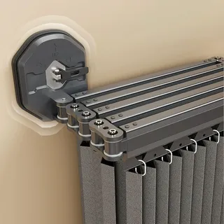 Faltbarer Duschvorhang Anti Schimmel mit Duschvorhangstange L/U Form und Saugnapf, Duschvorhang Leinen Textil Ohne Bohren, Wasserdicht/Waschbar für Eckdusche, Shower Curtains(Khaki,172 cm+25 cm)