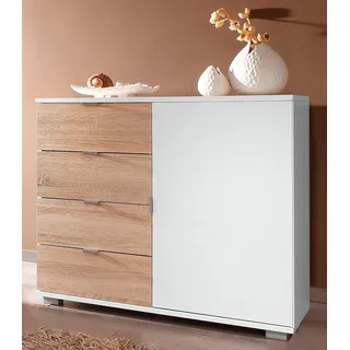 Priess Sideboard PRIESS, weiß (weiß, eichefarben sägerau), B:82cm H:71cm T:38cm, Sideboards, Sideboard, Breite 82 cm