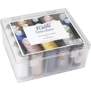 Amann - Trojalock Overlockgarn in Acryl-Garnbox gefüllt mit 20 Konen/ 2.500 Stickgarn bunt