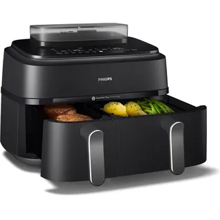 Philips 5000 Series Steam Airfryer Dual Basket NA551/00 Schwarz 