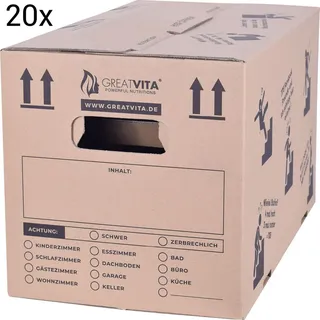 20x Umzugskarton XXL 2-wellig bis 40 kg extra stabil, Profi-Umzugskisten