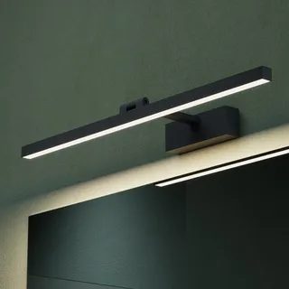 mai & mai Spiegelleuchte 60cm Led Badlampe Spiegellampe, 4000k Badezimmer Lampe 180° Drehbar Sandschwarz 14w Strahlenschön