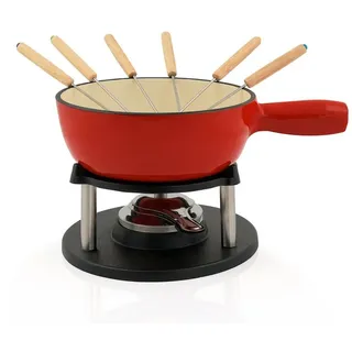 BBQ-Toro Gusseisen Fondue Set für 6 Personen 2 L emailliert, rot