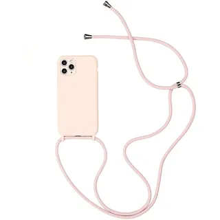 Sitthyw Handykette Hülle iPhone X Silikon mit Band(Abnehmbar) iPhone XS Handy Kette Cover Stoßfest Abdeckung mit Kordel zum Umhängen Lanyard Case Schutzhülle mit Schnur für iPhone XS/X, Hellrosa