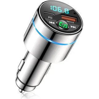Mohard FM Transmitter Auto Bluetooth 5.3, Ganzmetall PD 30W & QC3.0 18W | Dual Schnelles Autoladegerät Zigarettenanzünder, KFZ Bluetooth Adapter Auto Freisprechanlage, Auto Music Adapter, Ringlicht