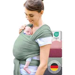 Laleni Tragetuch Baby Neugeborene aus 100% Baumwolle - es Babytragetuch bis 15 kg mit Ergonomischer Passform, Einfach Anzuziehen, Waschmaschinengee... - Grün