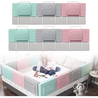 Bettgitter 50 cm Baby Bett Rausfallschutz 5-Stufen höhenverstellbar Kinder Bettschutzgitter mit Reißverschluss Waschbarem Kinderbettgitter, für