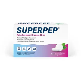 Hermes Arzneimittel Superpep Reise Kaugummi Dragees 20 mg 10 St