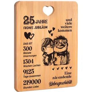 Silberhochzeit Geschenk, 25 Hochzeitstag Geschenk für Sie, Ihn, Freunde - Schneidebrett Geschenke zur Silberhochzeit, Silberhochzeit Geschenkideen, Silberhochzeit Deko, Geschenk Zum 25 Hochzeitstag