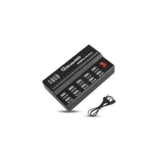 USB Ladestation, 5,5x3,3x1,4 Zoll 12-Port USB Hub 5V/12A Netzteil Handy Schnellladegerät Netzadapter Multiport Charging Station Desktop Power Hub Ladeadapter für Smartphone Tablet MP3 MP4 USB Geräte