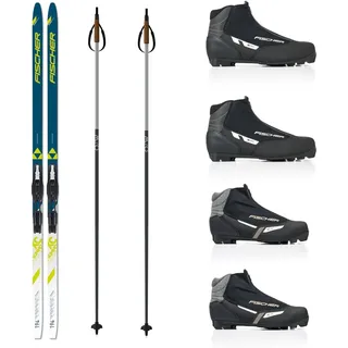 Fischer Langlaufski-Set Summit klassisch + Bindung + Schuhe + Stöcke (199 cm Länge (für 82 bis 90 Kg))