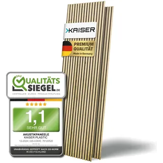 Kaiser plastic® Akustikpaneele Holz | Farbe: Eiche | Holzpaneele Wand in verschiedenen Formaten | Wandpaneele aus Holzfunier und Filz | moderne Holzoptik (120 x 40 cm)