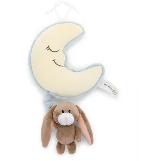 NICI 62986 - Spieluhr Mond mit Hase Lopino (Melodie: Schuberts Wiegenlied), 29 cm, My First Friend