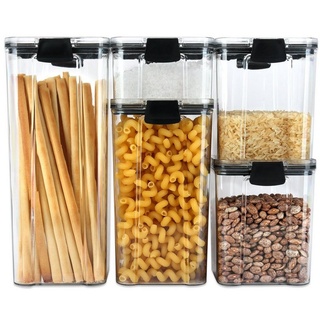 Schramm Schramm® 5 Stück Vorratsdosen Frischhaltedosen BPA frei Set 5 Größen in 3 Farben wählbar Kunststoff Gewürzdosen luftdicht Aufbewahrungsdosen Farbe:schwarz