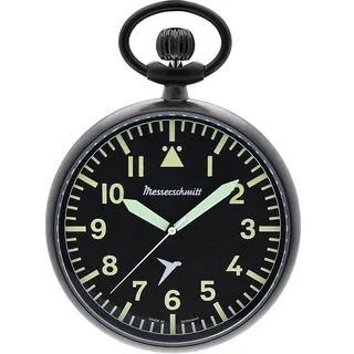 Messerschmitt ME-TAU-4 Taschenuhr mit Kette im Fliegeruhren-Stil Schwarz