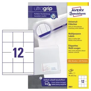 Avery Zweckform Universaletiketten 3661 Weiß 70 x 67,7 mm 1200 St.