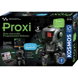 Kosmos 620585 Proxi – micro:bit Programmier-Roboter mit 5 Sensoren, LED-Display, Bluetooth, Soundmodul, für Kinder 10-16 Jahre, Experimentierkasten und Roboter-Spielzeug