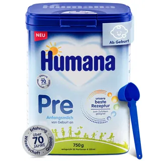 Humana Pre Anfangsmilch 4x750g – Vorratspack Säuglingsmilch – Babynahrung Pulver