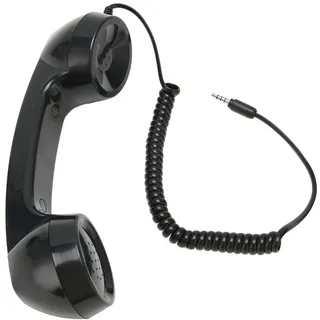 Retro Telefonhörer, Vintage Retro 3,5 mm Telefonhörer Handyempfänger, Strahlungssicheres Hand Handymikrofon für Mobiltelefone und Computer (Schwarz)