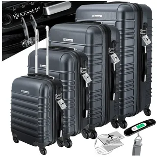 Kesser KESSER® 4tlg. Hartschalenkofferset Hartschalenkoffer Reisekoffer Set Reisekofferset Trolley Koffer Inkl. Kofferwaage + Gepäckanhänger Rollkoffer Schloss 4 Rollen ABS-Hartschale Teleskopgriff S-M-L-XL