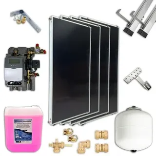 Solaranlage Flachkollektor Solarpaket Solarthermie Heizung Warmwasser Solar 8m2