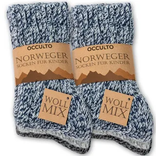Occulto Kuschelsocken Kinder Wollsocken 6er Pack (Modell: Niki) (6-Paar) blau 19-22