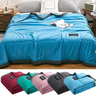 Kühldecke Bettdecke Ohne Bezug, 100x140 cm Kühlende Decke, Kühldecke Bett Leichte Sommerdecke ,4 Jahreszeiten Bettdecke,Kühlere Faser Sommerkühldecke,Traumhaft flauschig,Allergiker geeignet (Blau)