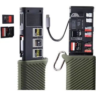 PGYTECH CFexpress Typ A/SD/Micro SD-Speicherkartenleser 10Gbps USB 3.2 Gen2, CFexpress Typ A/SD/TF-Kartenhalter aus Aluminiumlegierung, Kompatibel mit Kameras/Handys/Drohnen/Actionkameras (Moosgrün)