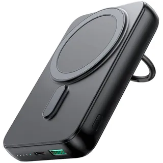 Joyroom JR-W050 - Kabellose Powerbank 10000 mAh Joyroom 20 W MagSafe mit Ring und Ständer Schwarz