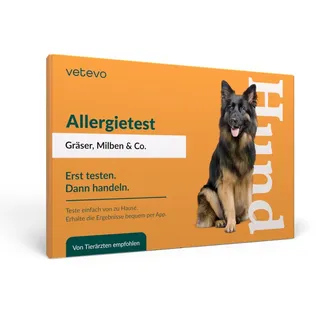 vetevo Allergietest Gräser, Milben & Pollen Hund, Unverträglichkeitstest Hunde, bei Durchfall, Juckreiz & Pfotenlecken, Testet auf 62 Substanzen