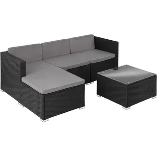 Tectake Lignano Rattan Lounge 5-tlg. Schwarz
