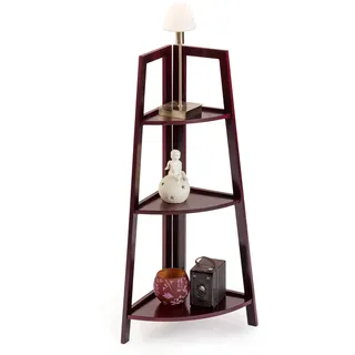 VOSSBACH Eckregal Holz mit 3 Böden Badregal Standregal Küchenregal Mahagoni Optik Regal Ablage 80cm Holzregal