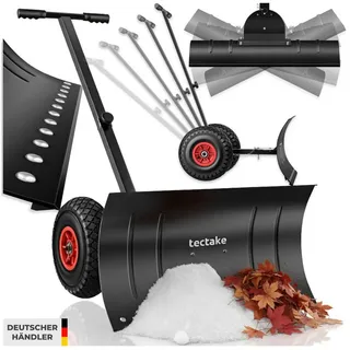 Tectake Schneeschieber Schneeschaufel auf Rädern, 5-fach höhenverstellbar schwarz|silberfarben