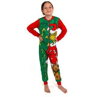 United Labels® Jumpsuit The Grinch Jumpsuit Overall Kinder Pyjama Schlafanzug langarm bunt 98-104