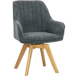 Armlehnsessel Sessel drehbar Massivholz eichefarbig Stoff grau NEU OVP!!!!