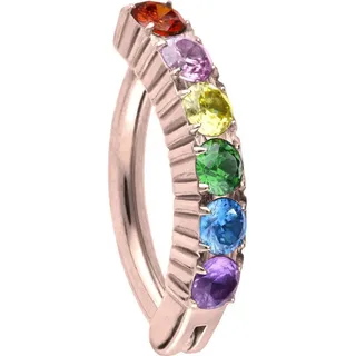 PIERCINGLINE Titan Bauchnabelclicker BOGEN + EINGEFASSTE BUNTE KRISTALLE