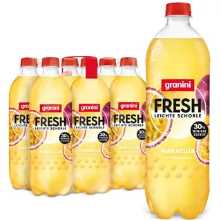 granini FRESH Maracuja (6 x 0,75l), Maracuja-Erfrischungsgetränk, mit Kohlensäure, echte Früchte, wenig Kalorien, ohne Süßungsmittel, vegan